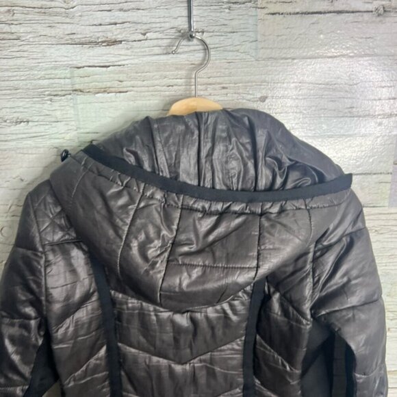 Guess Quilted Lightweight Puffer Coat black brown size small - Picture 7 of 9